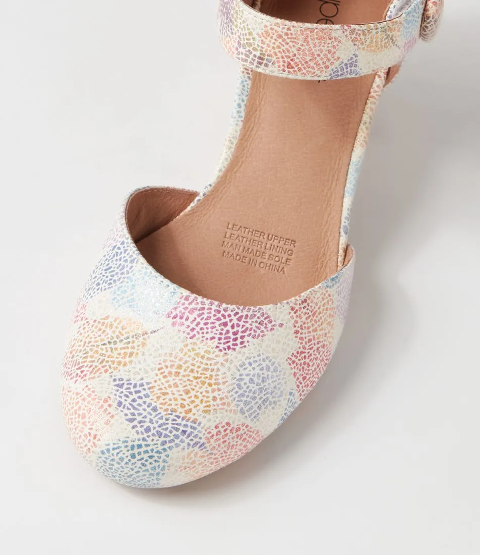 SUPERSOFT Felicia Bright Mosiac Suede Mary Jane Heels