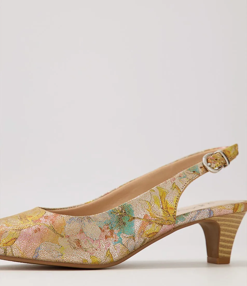 SUPERSOFT Linden2 Pewter Floral Leather Pump Heels