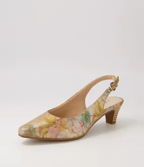 SUPERSOFT Linden2 Pewter Floral Leather Pump Heels