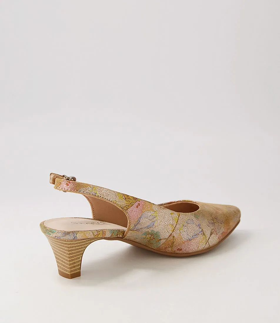 SUPERSOFT Linden2 Pewter Floral Leather Pump Heels