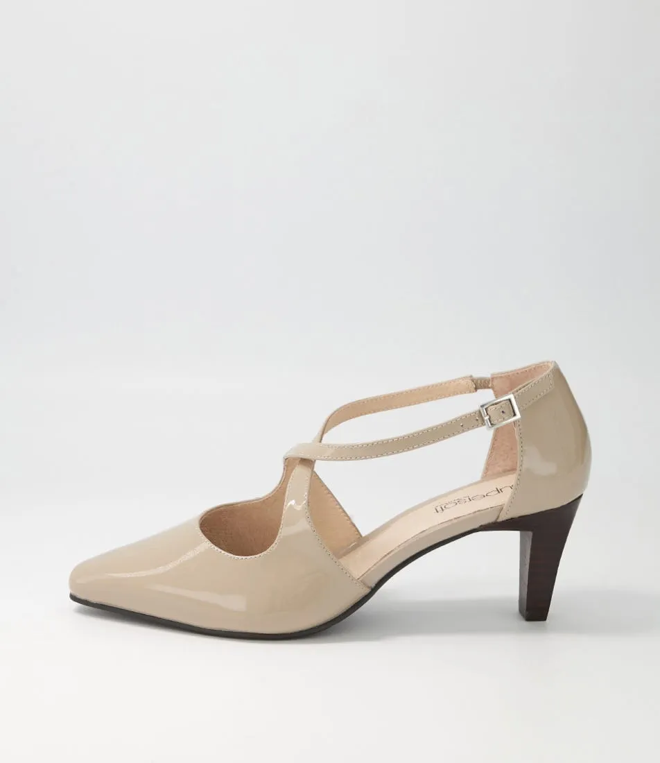 SUPERSOFT Marnee Taupe Patent Leather Heels