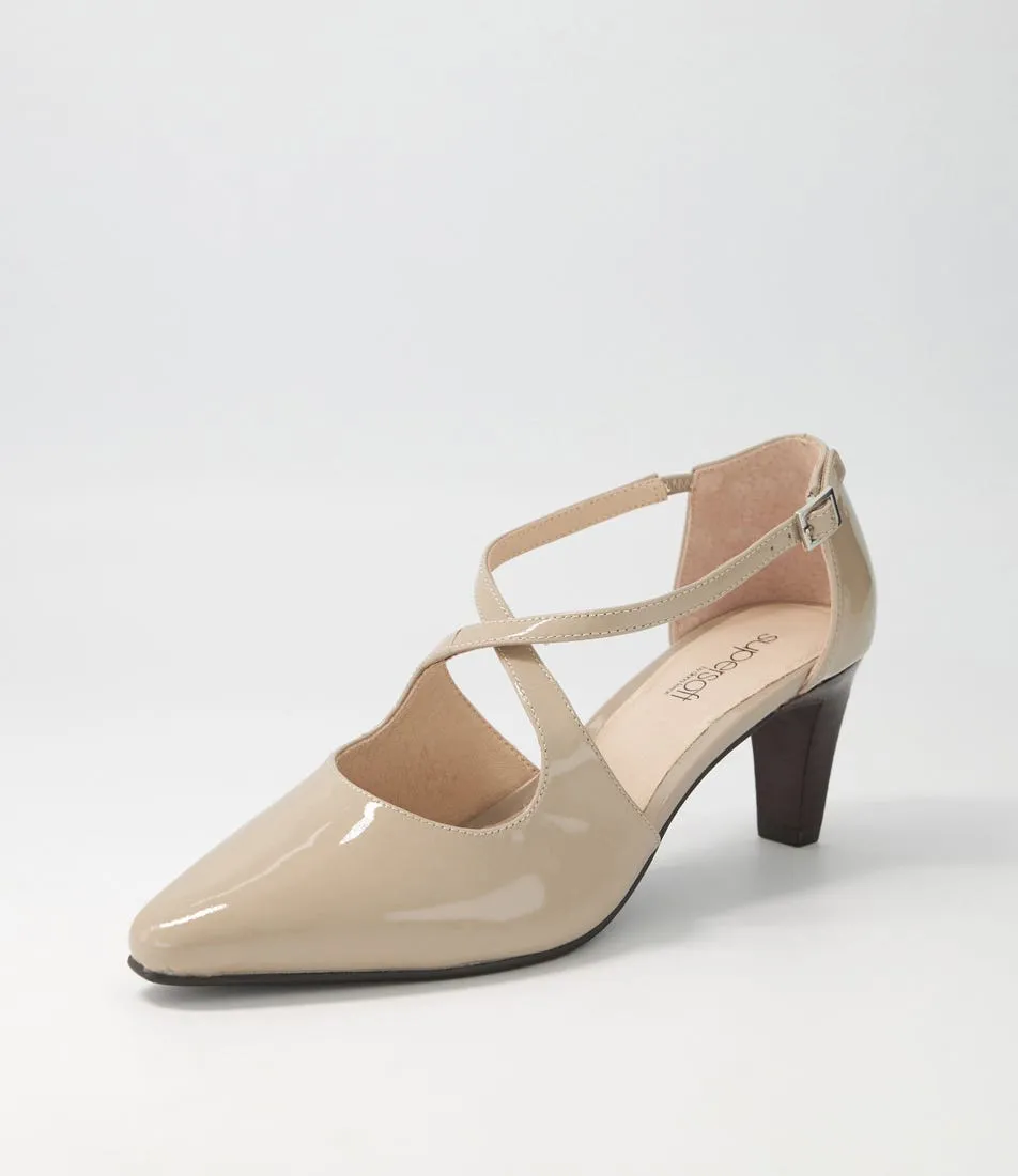 SUPERSOFT Marnee Taupe Patent Leather Heels