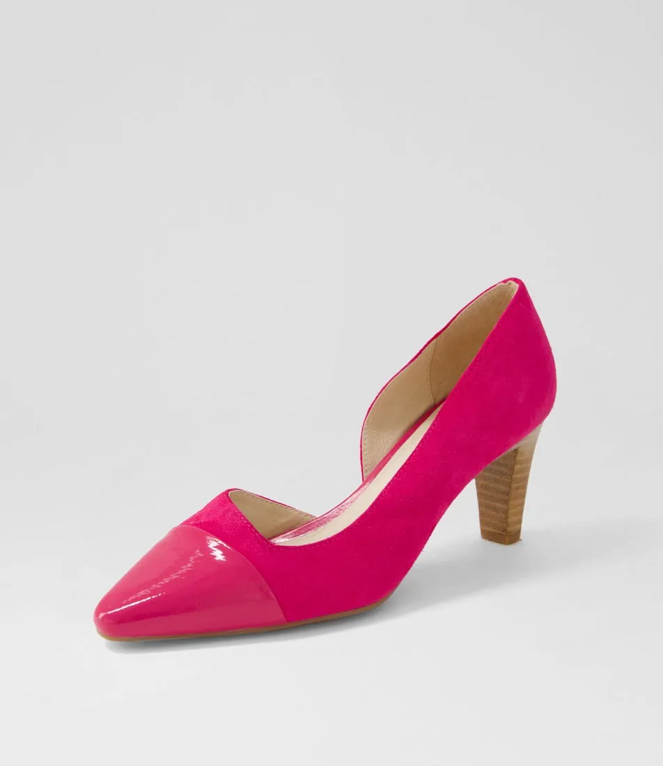 SUPERSOFT Mazy Fuchsia Veneer Patent Suede Heels