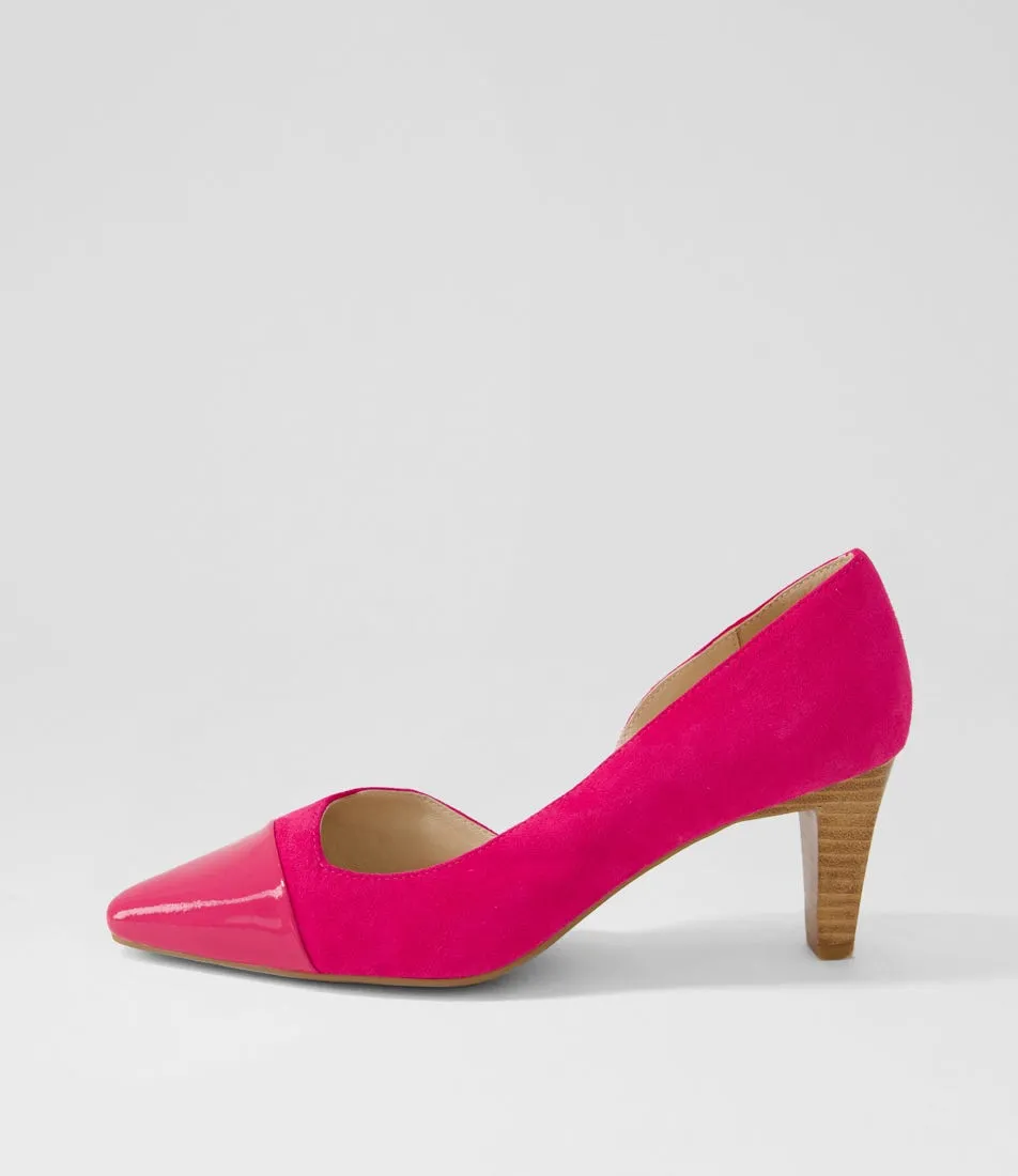 SUPERSOFT Mazy Fuchsia Veneer Patent Suede Heels