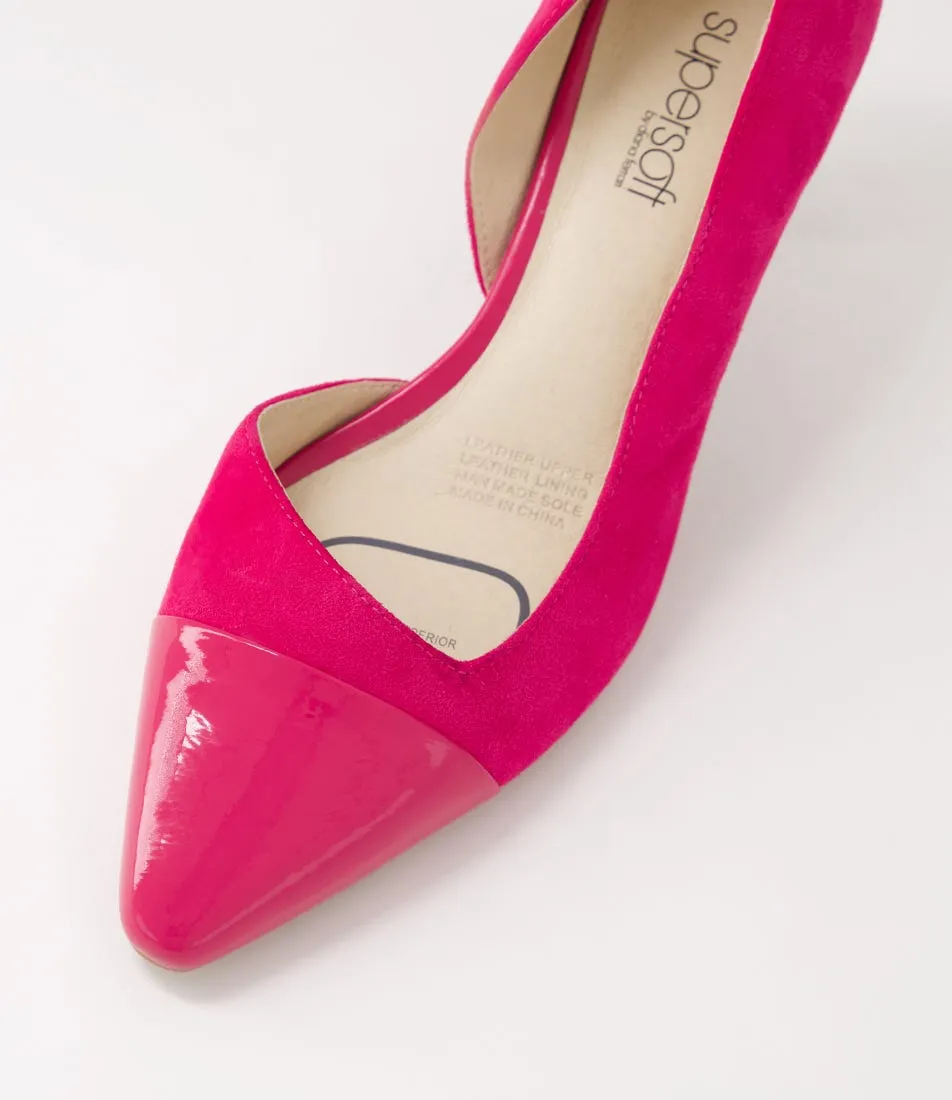 SUPERSOFT Mazy Fuchsia Veneer Patent Suede Heels