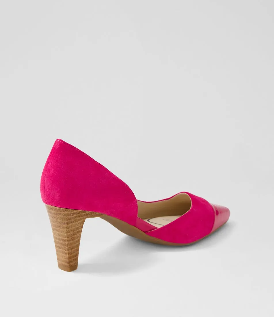 SUPERSOFT Mazy Fuchsia Veneer Patent Suede Heels