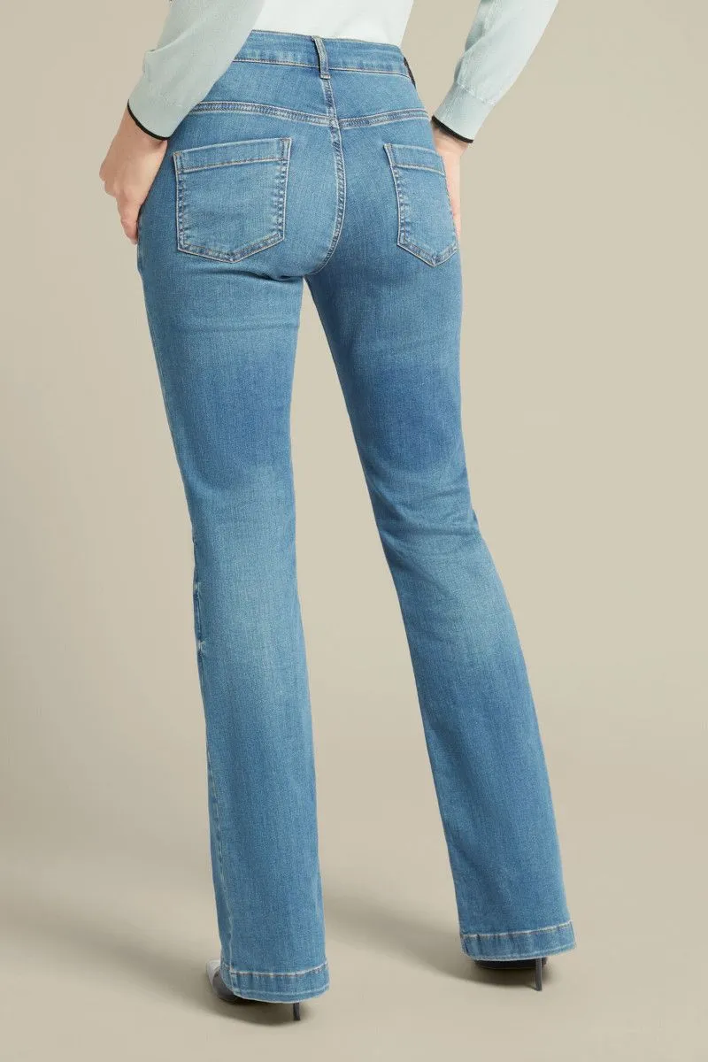 Sustainable cotton women's blue flare jeans