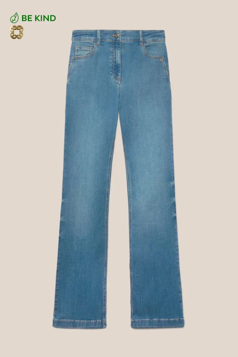 Sustainable cotton women's blue flare jeans