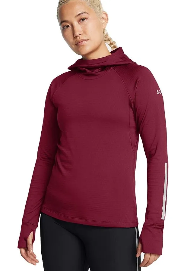 T-Shirt Under Armour Launch Cold Weather Balaclava Hoodie LS - Cardinal/Reflective - women´s