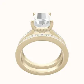 Tapered Channel Engagement Ring Set with Front Gallery Head and Matching Band