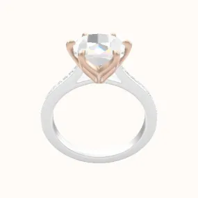 Tapered Channel Set Engagement Ring With Petal Six Prong Head