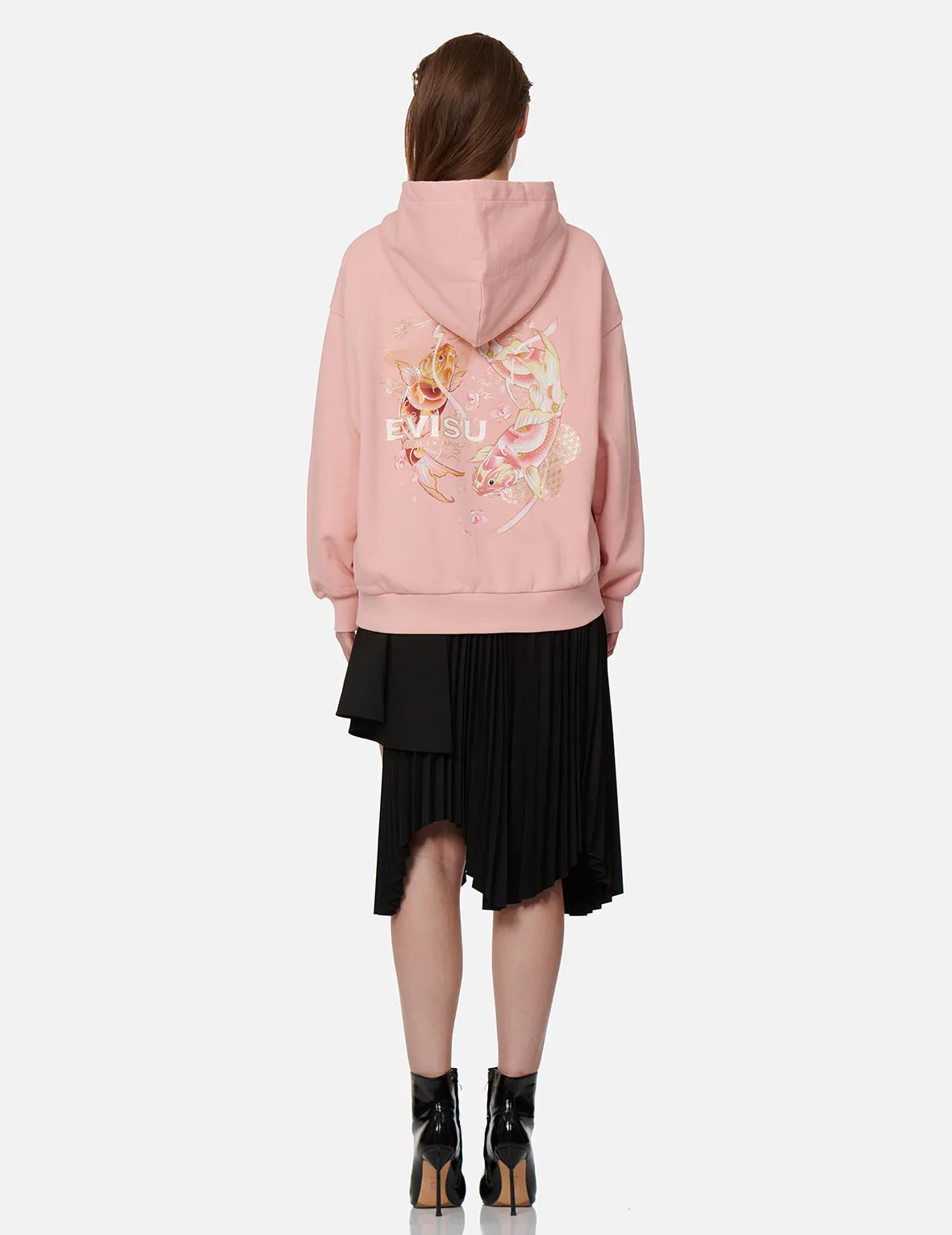 Tattoo Koi Print Hooded Sweatshirt