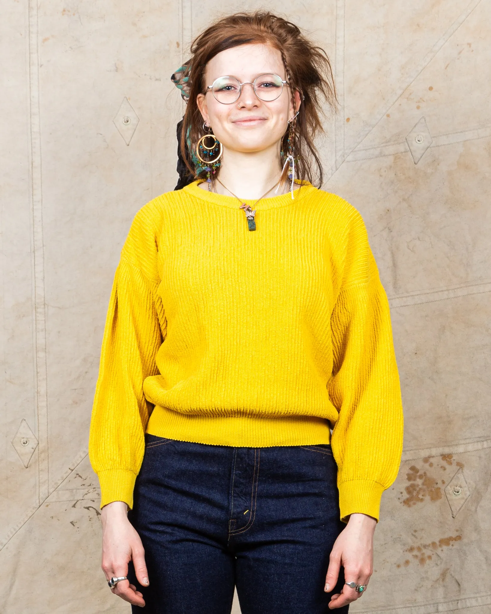 Tender Type 741 Rib Shoulder Pullover Turmeric Dyed