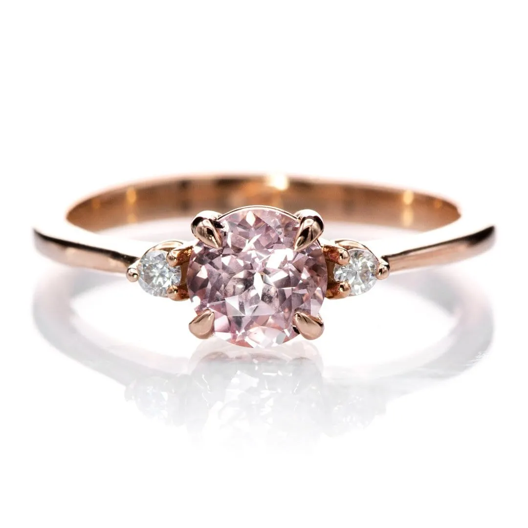 Tess - Three Stone Prong set Champagne Sapphire & Moissanite 10k Rose Gold Engagement Ring, Ready To Ship