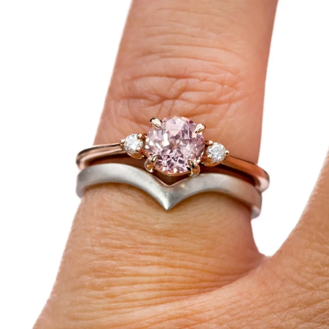 Tess - Three Stone Prong set Champagne Sapphire & Moissanite 10k Rose Gold Engagement Ring, Ready To Ship