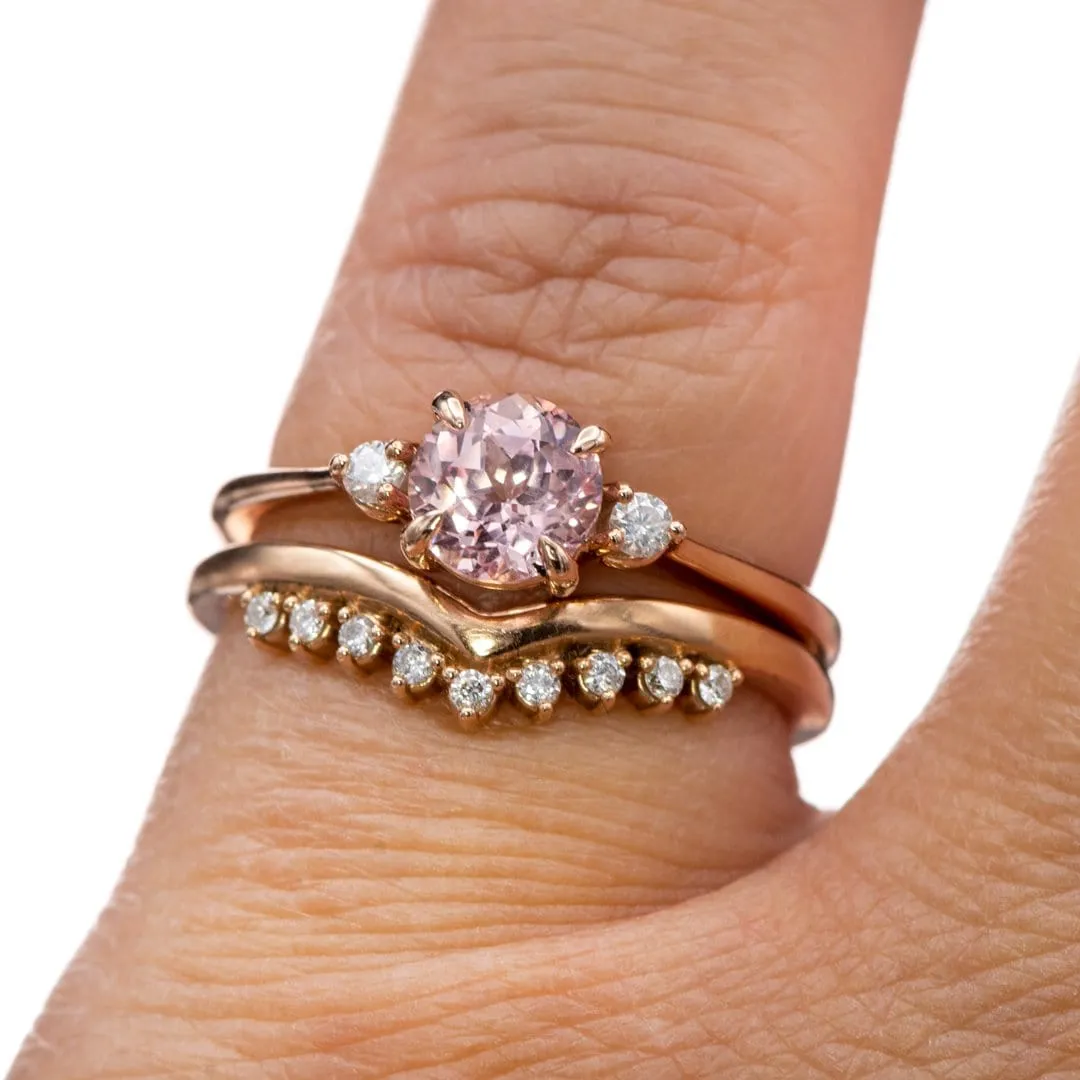 Tess - Three Stone Prong set Champagne Sapphire & Moissanite 10k Rose Gold Engagement Ring, Ready To Ship