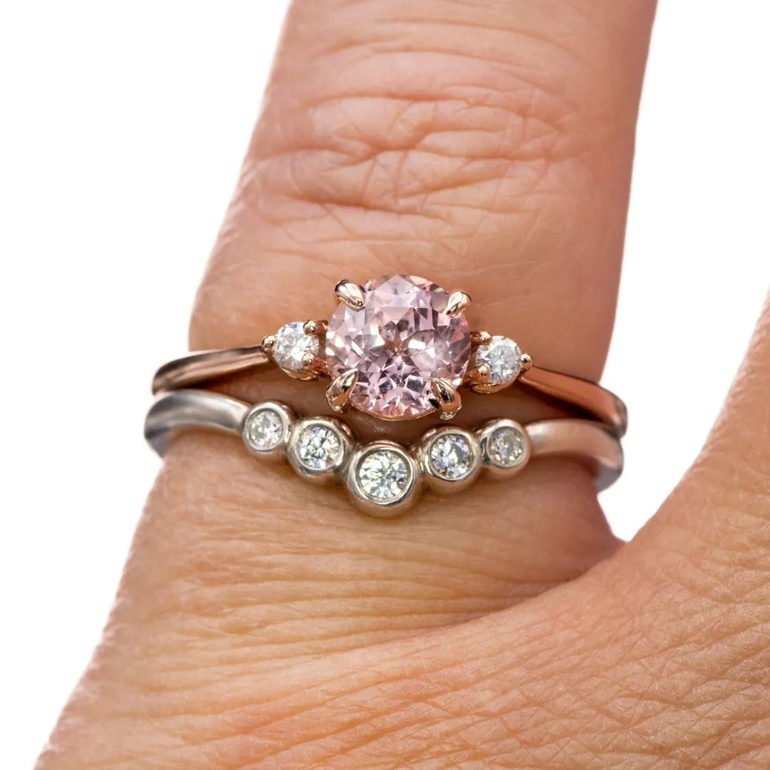 Tess - Three Stone Prong set Champagne Sapphire & Moissanite 10k Rose Gold Engagement Ring, Ready To Ship