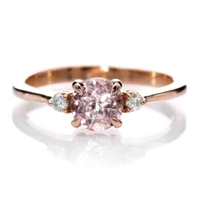 Tess - Three Stone Prong set Champagne Sapphire & Moissanite 10k Rose Gold Engagement Ring, Ready To Ship