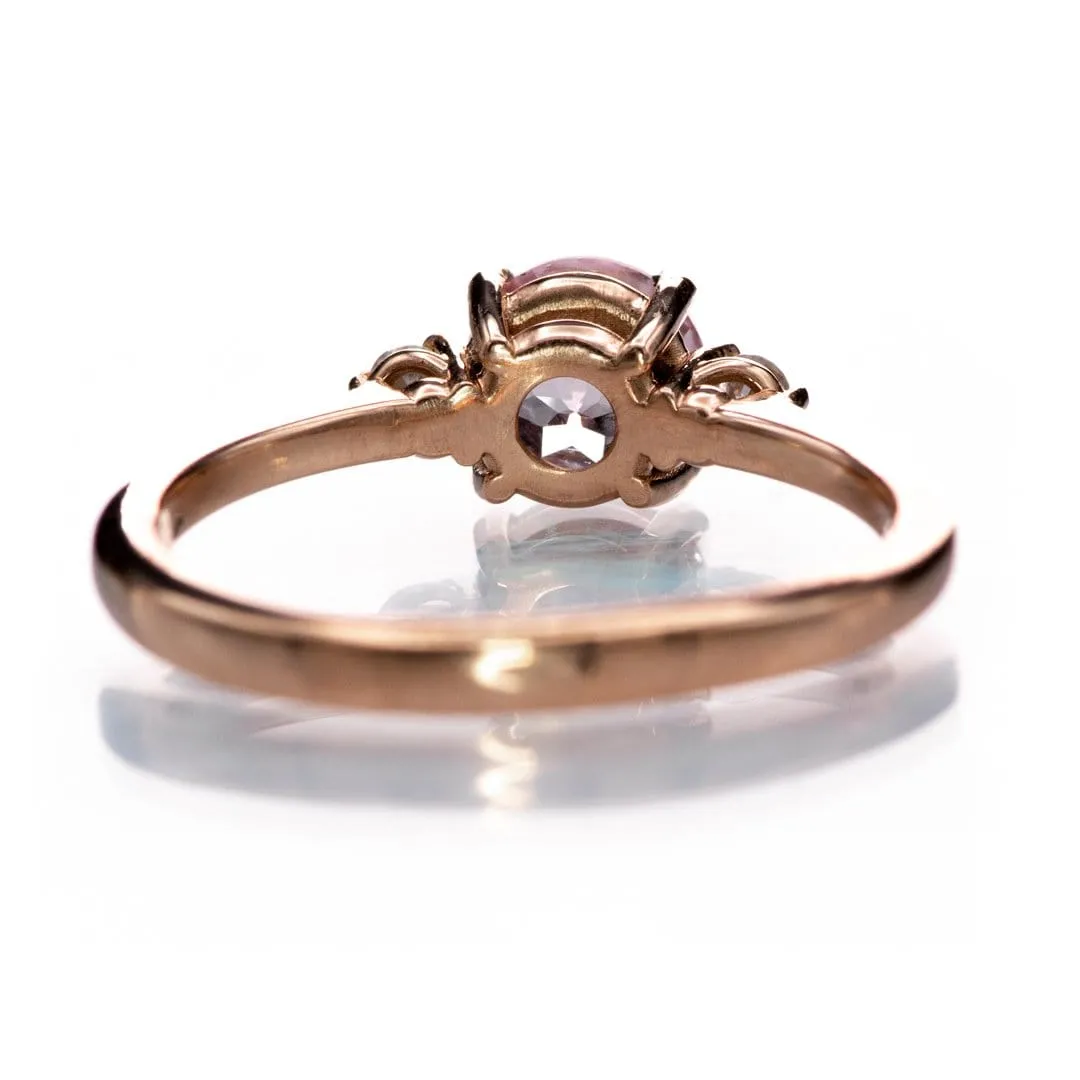 Tess - Three Stone Prong set Champagne Sapphire & Moissanite 10k Rose Gold Engagement Ring, Ready To Ship