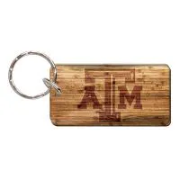 Texas A&M Wood Keychain Rectangle