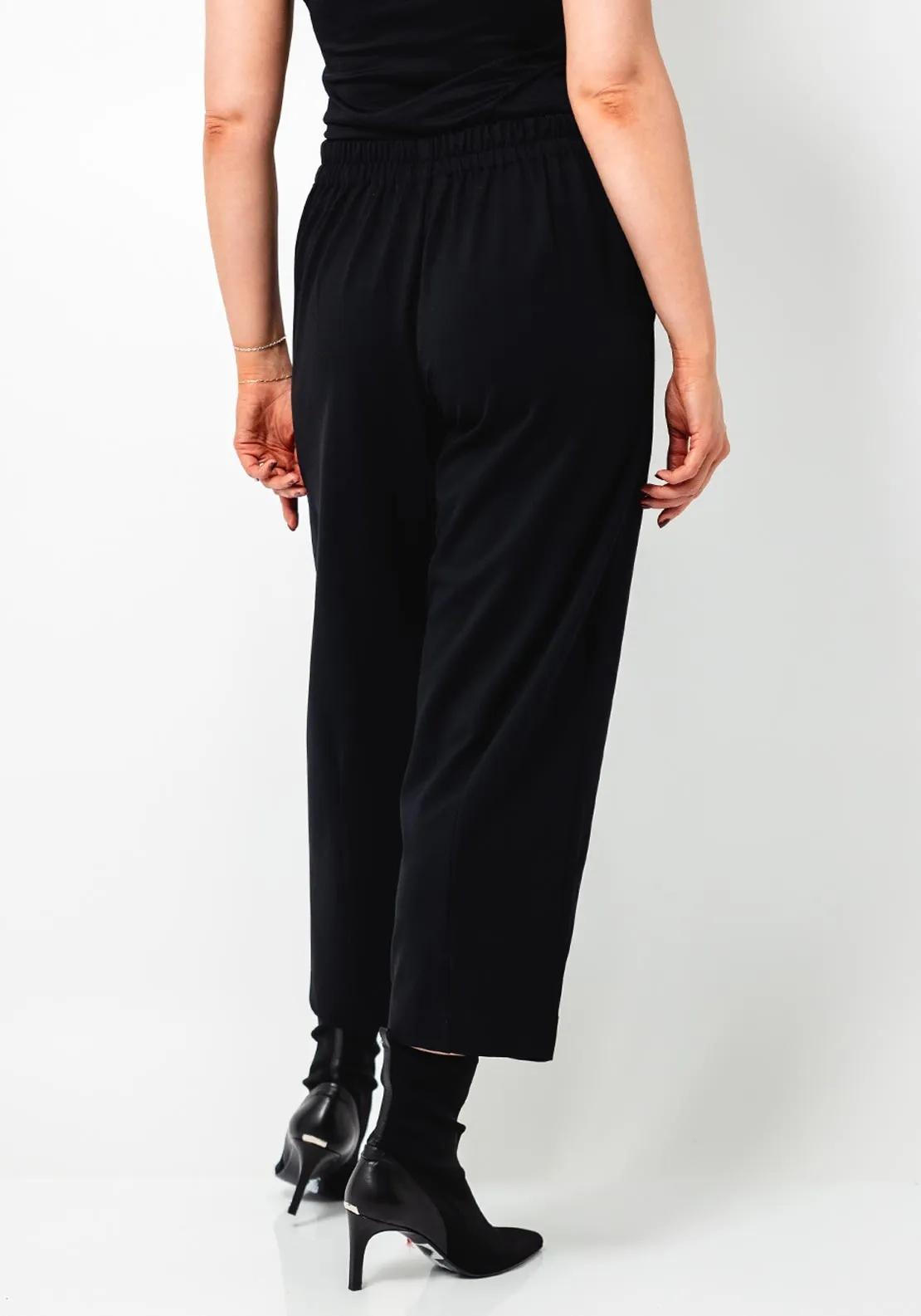 Thanny Tapered Cropped Jersey Trousers, Black