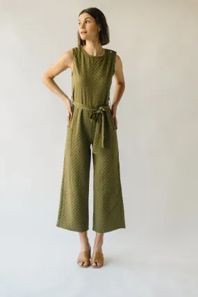 The Belgrade Shoulder Button Jumpsuit in Olive