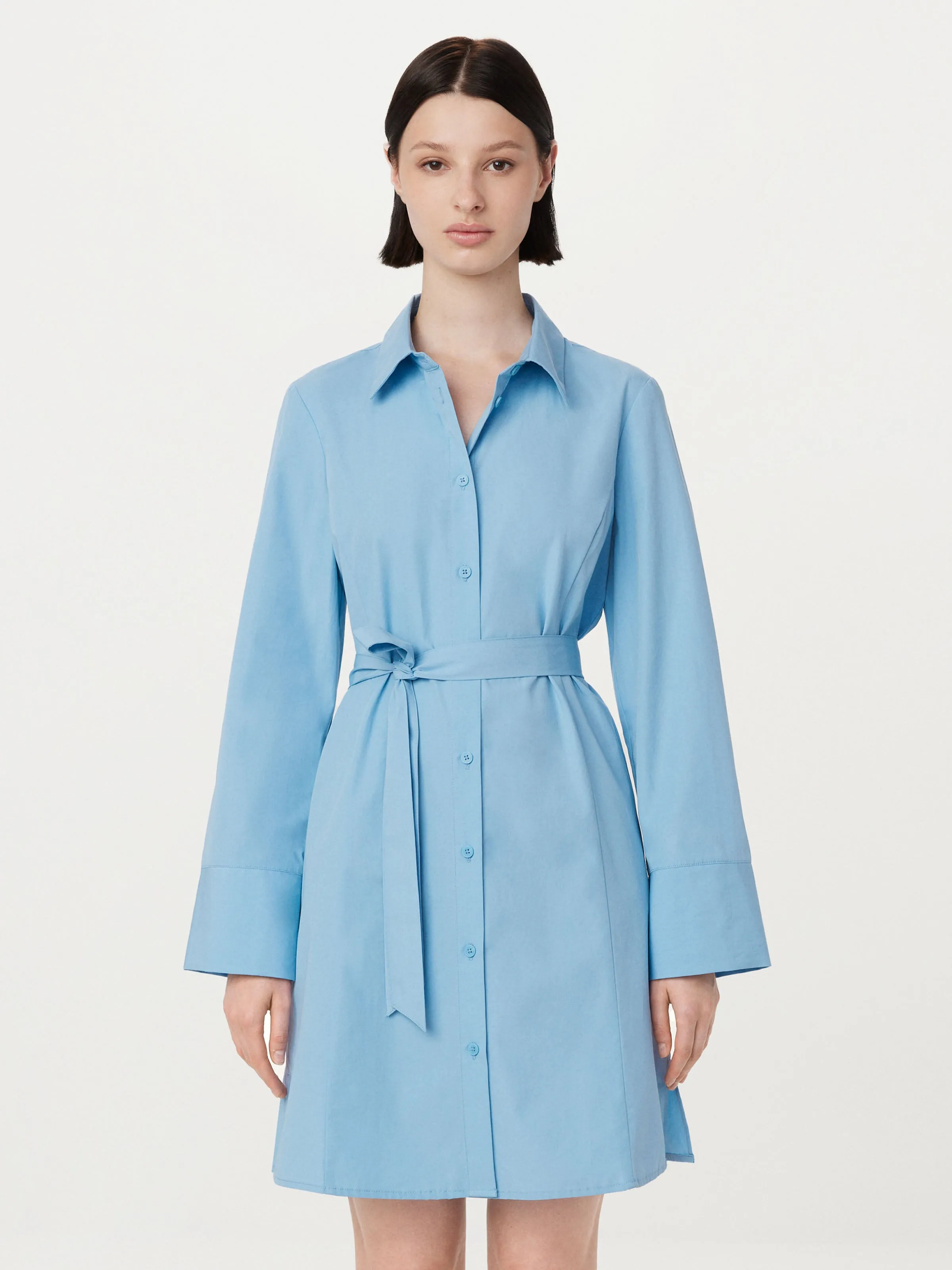 The Poplin Shirt Dress in Sky Blue