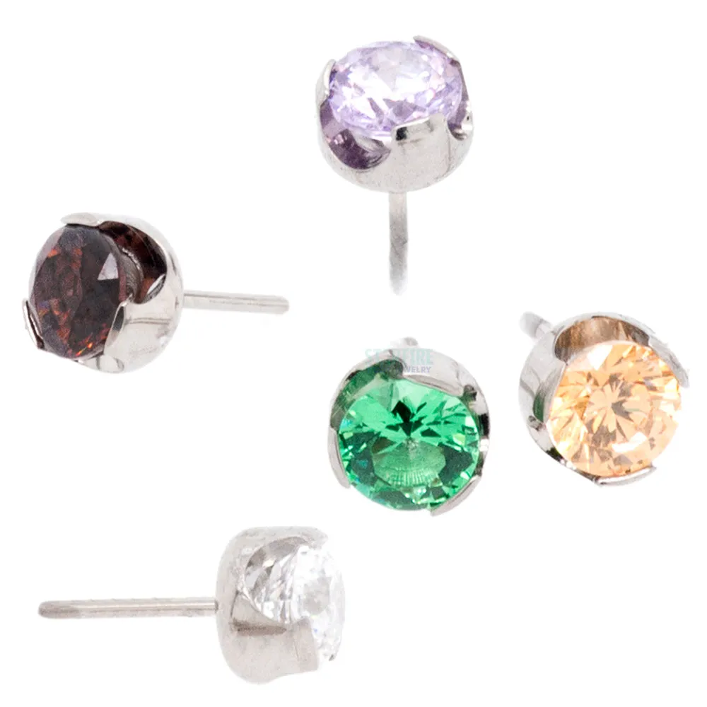 threadless: 3mm Prong-Set Brilliant-Cut Gem End