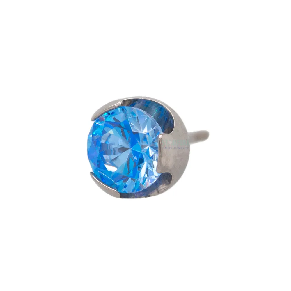 threadless: 3mm Prong-Set Brilliant-Cut Gem End