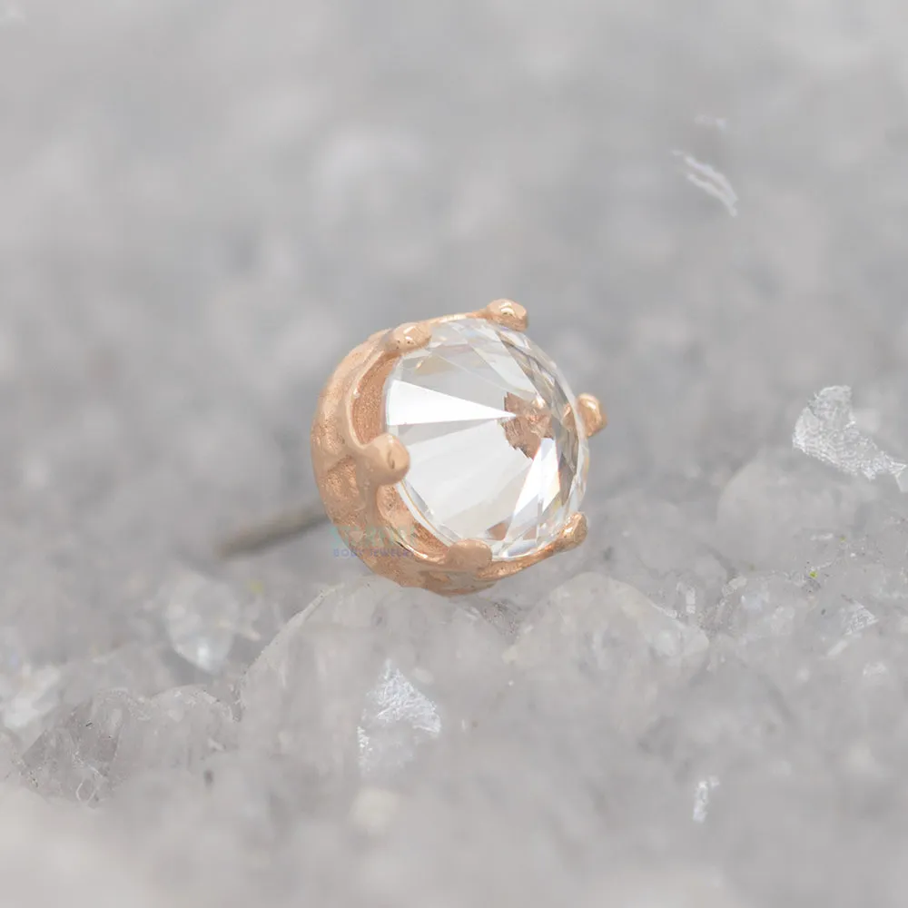 threadless: 3mm Queen Crown End in Gold with Reverse-Set Brilliant-Cut Gem