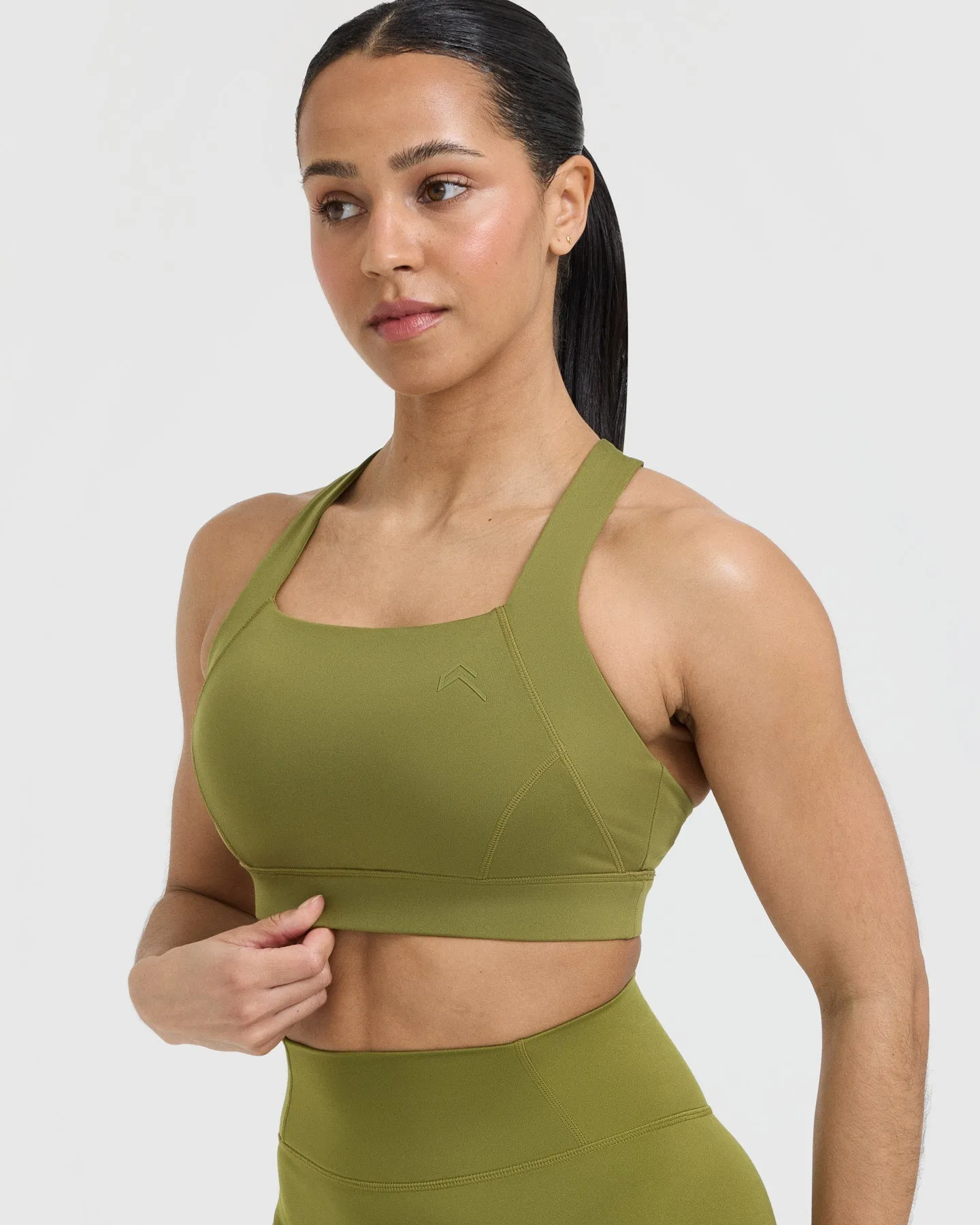 Olive Green Timeless Wide Strap Sports Bra