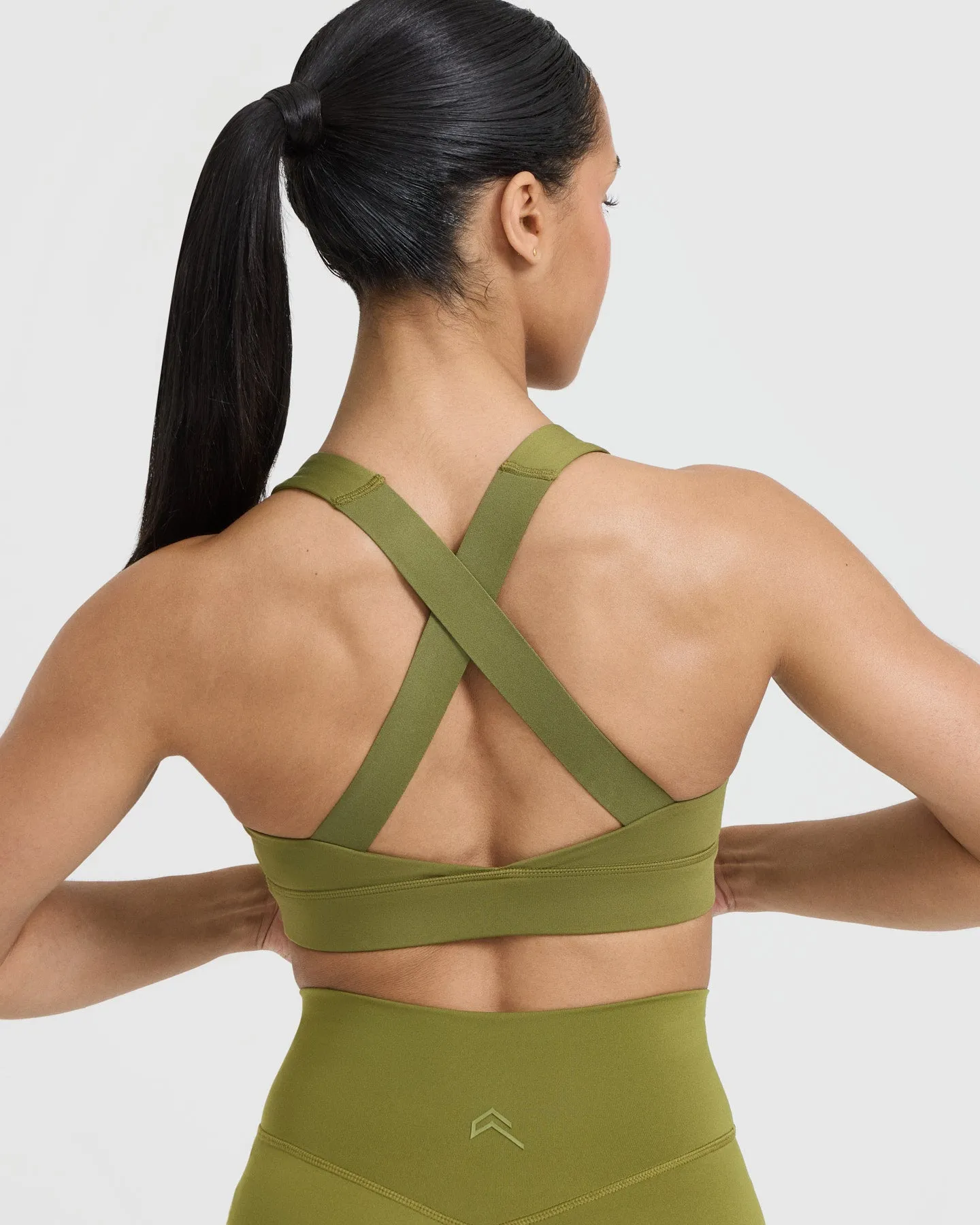 Olive Green Timeless Wide Strap Sports Bra