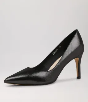 TOP END Barrios Black Shimmer Leather Heels