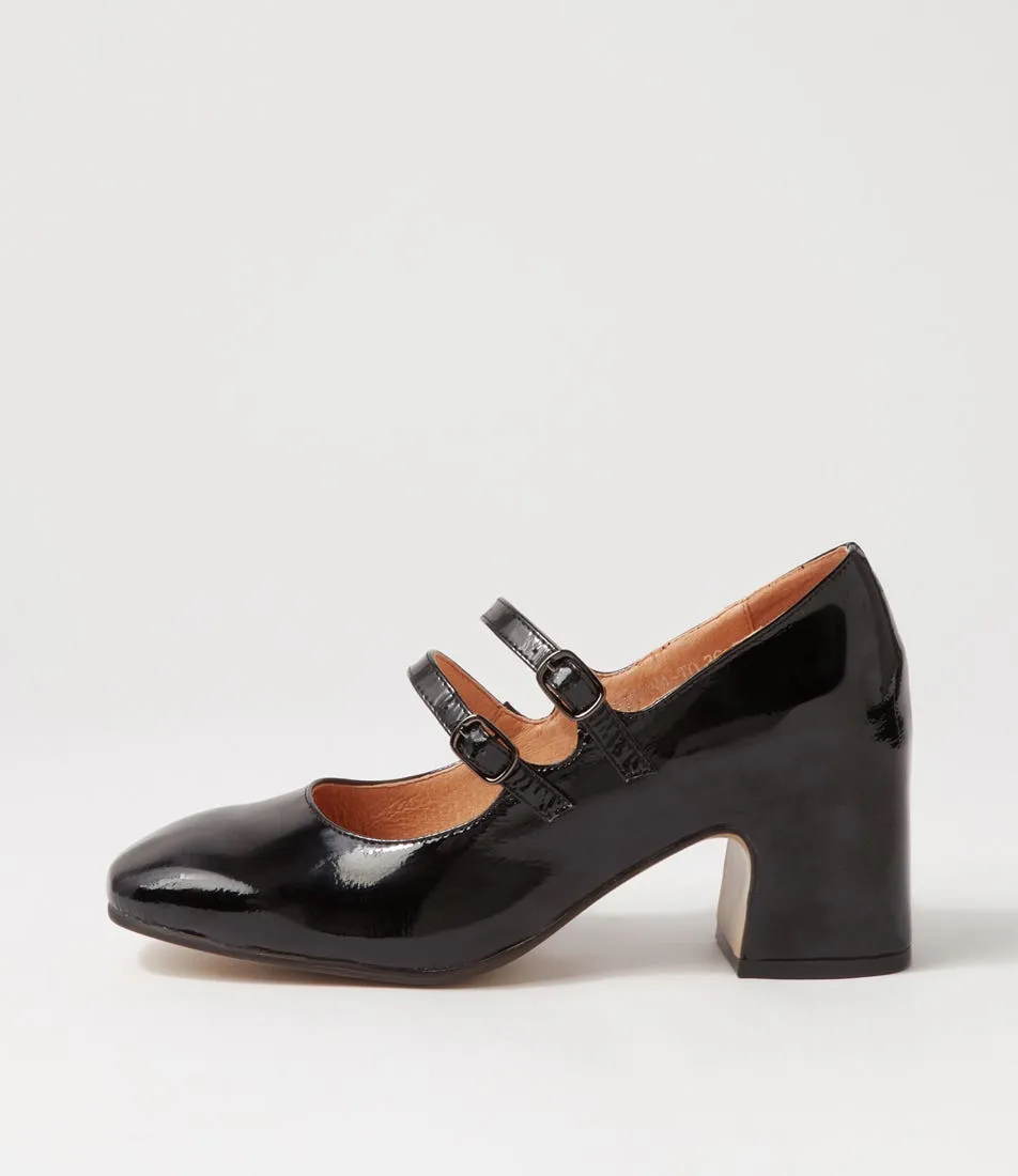 TOP END Fiyona Black Patent Leather Mary Jane Heels