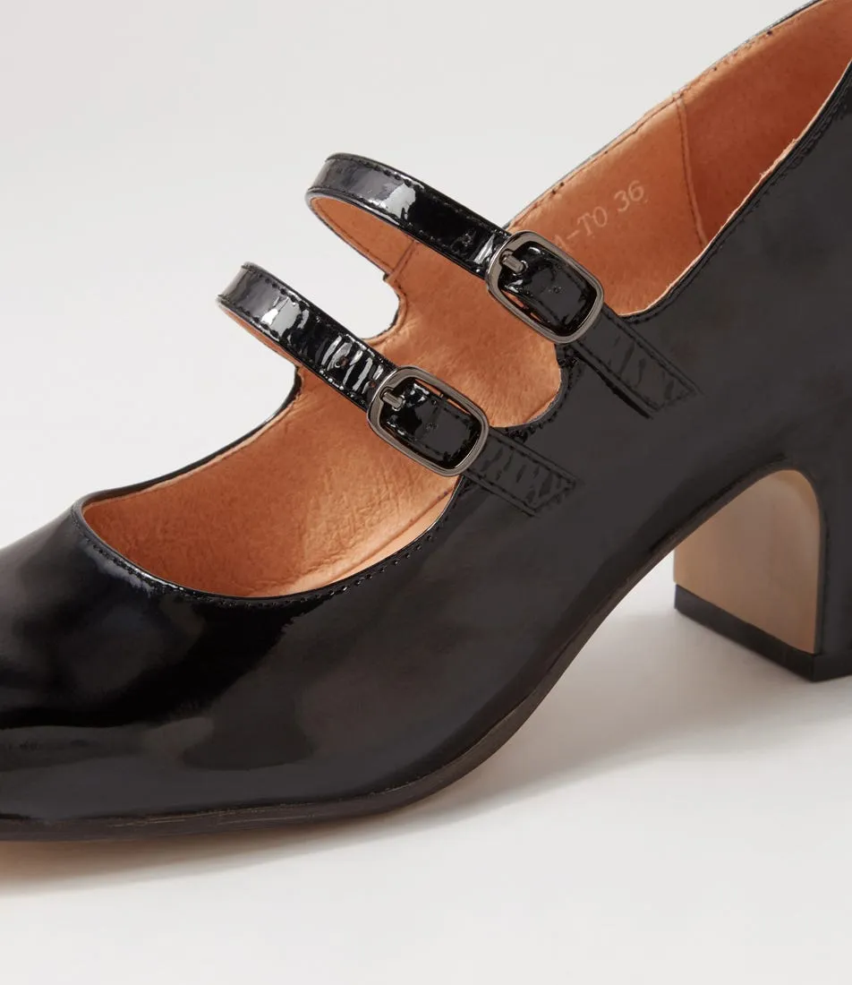 TOP END Fiyona Black Patent Leather Mary Jane Heels