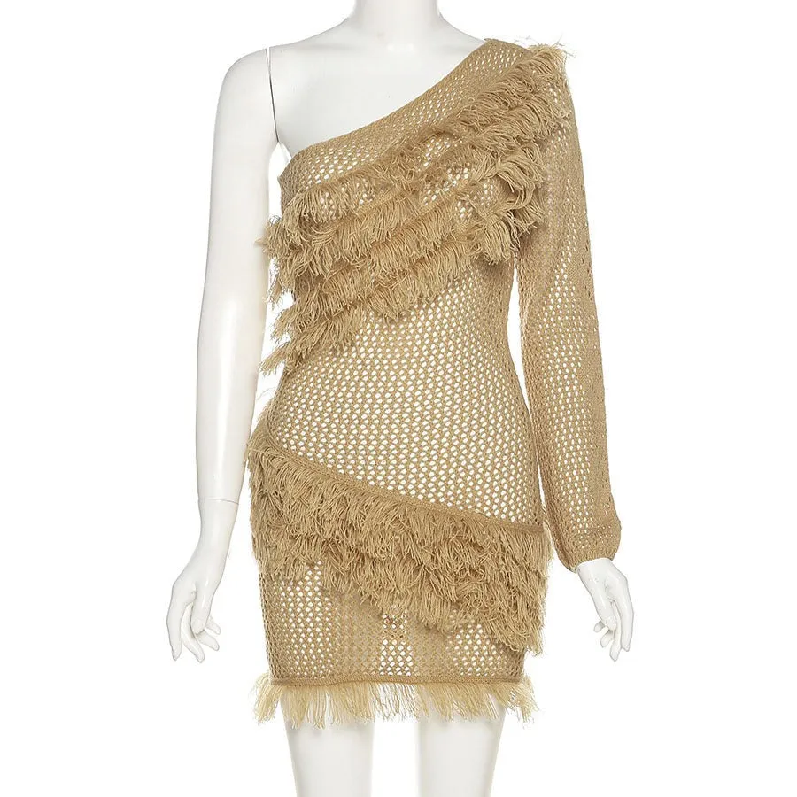 One Shoulder Cover Up with Tassel Detail from Top Notch