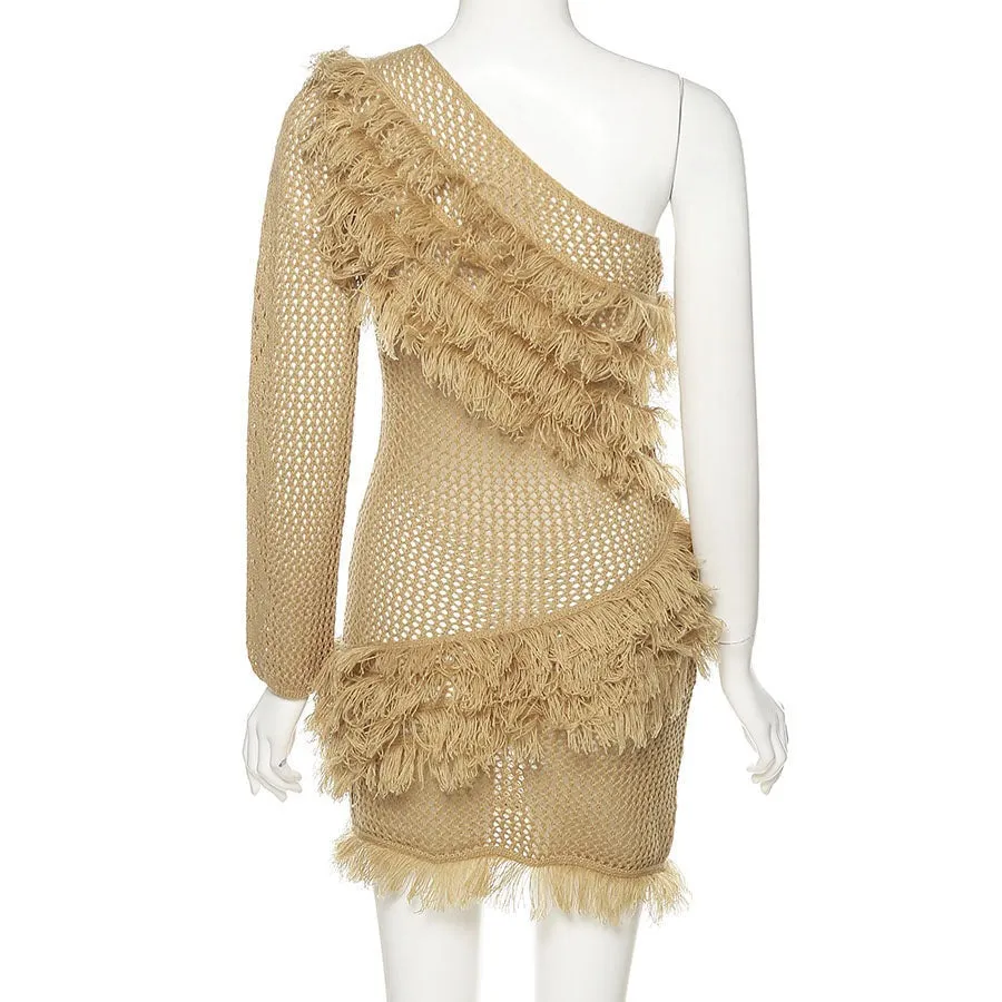 One Shoulder Cover Up with Tassel Detail from Top Notch