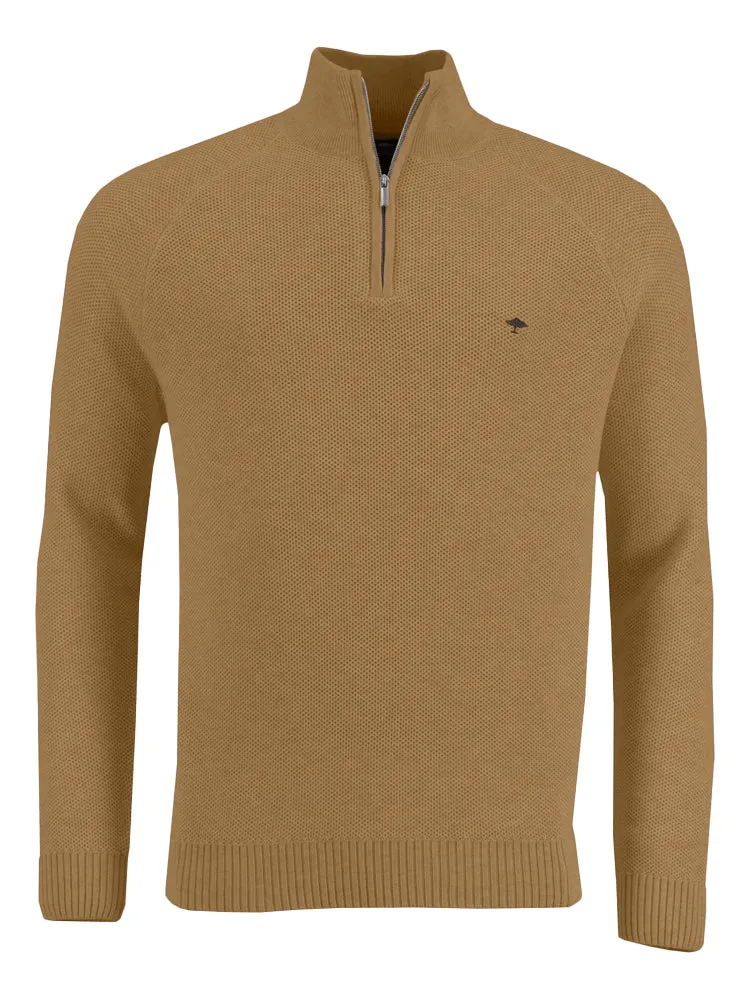 Troyer Zip Knit Sweater Camel