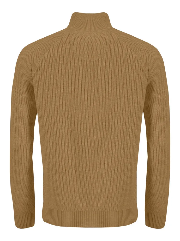 Troyer Zip Knit Sweater Camel