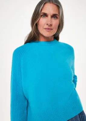 Turquoise Anna Wool Mix Crew Knit