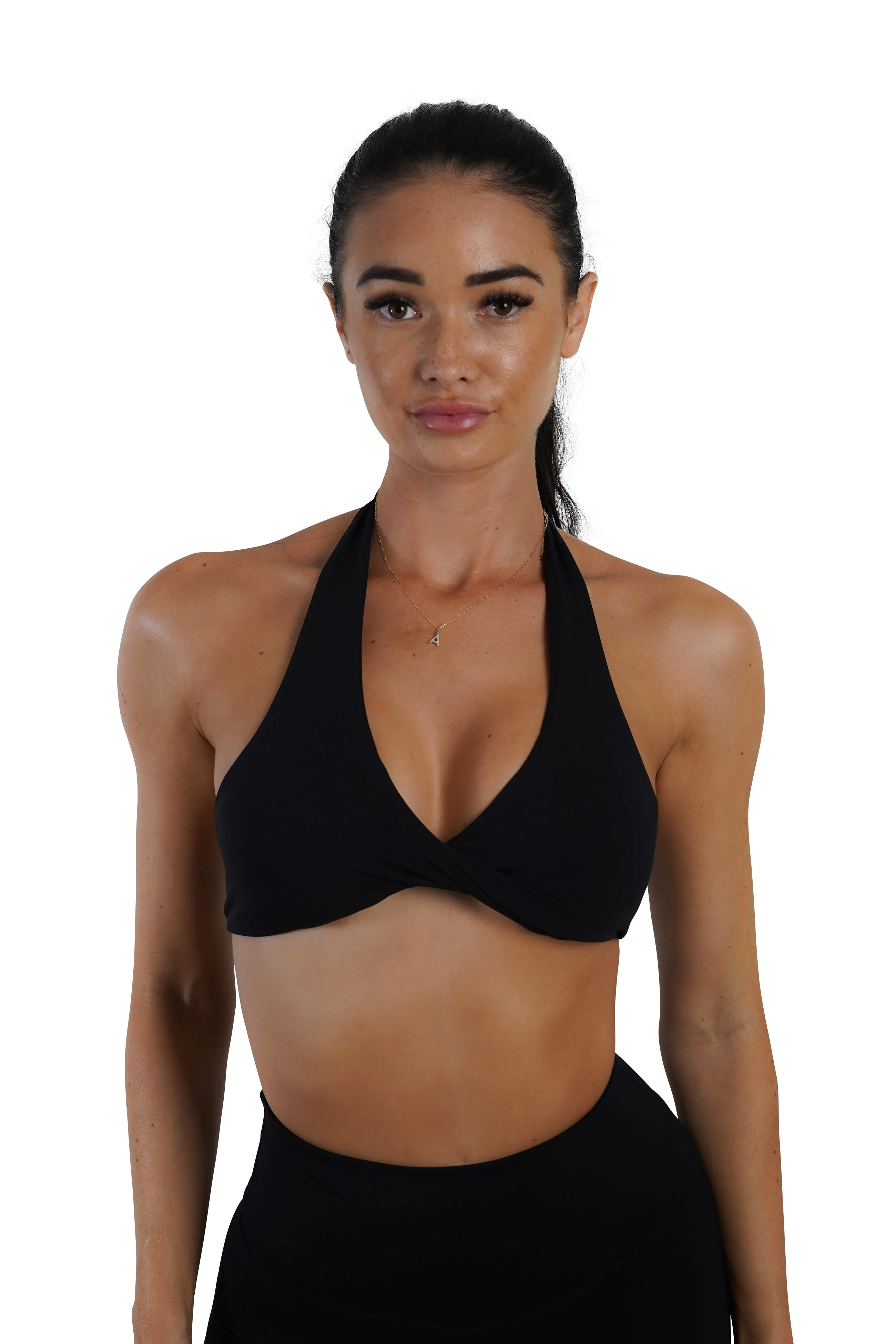 Twist Halter Bra - Black