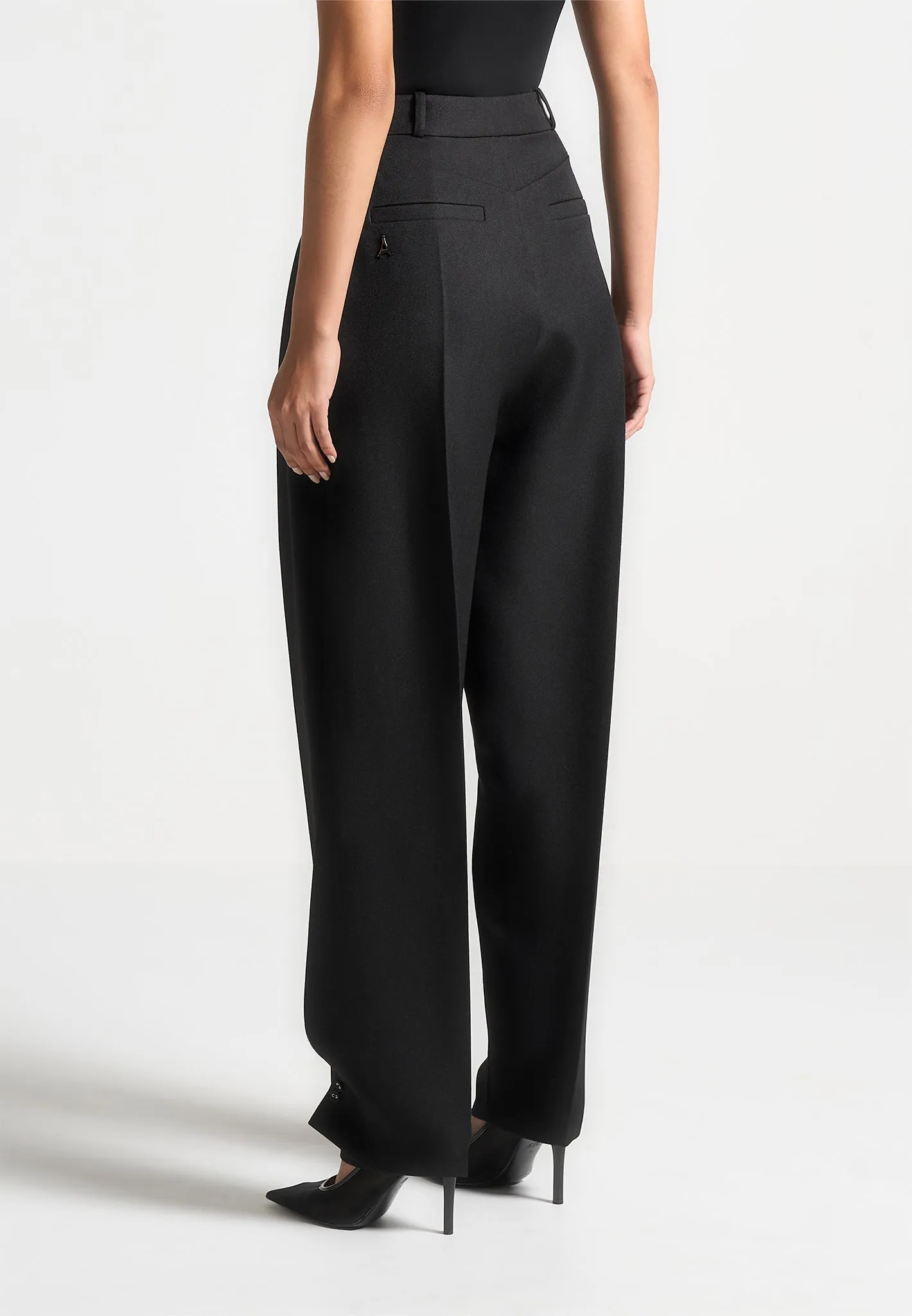 Twist Leg Tailored Trousers - Black