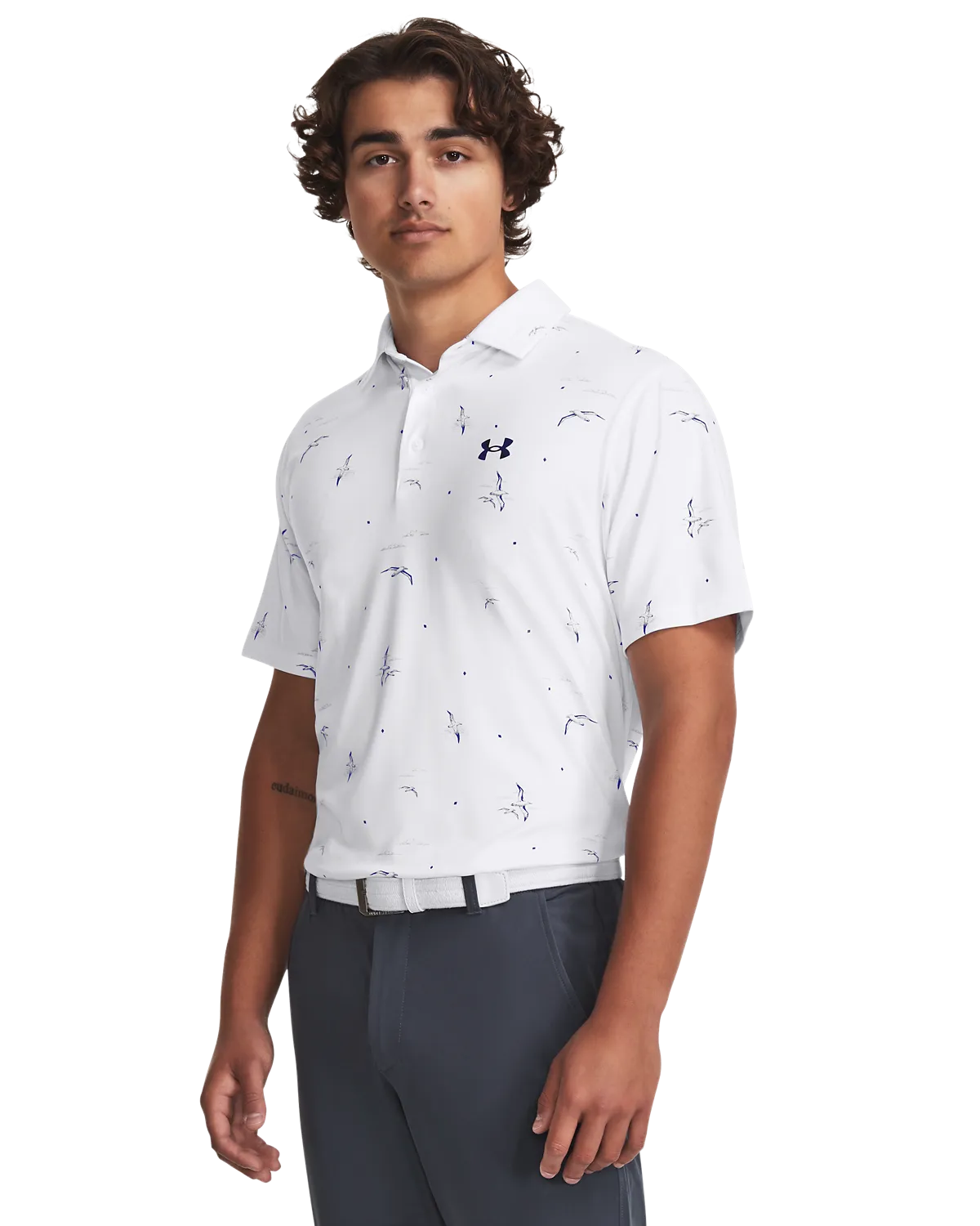 UA Playoff 3.0 Printed Polo M - White Midnight Navy