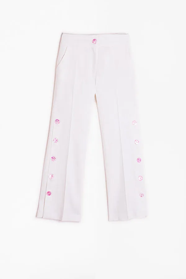 Vilagallo NATALIA WHITE TAYLOR LINEN TROUSERS