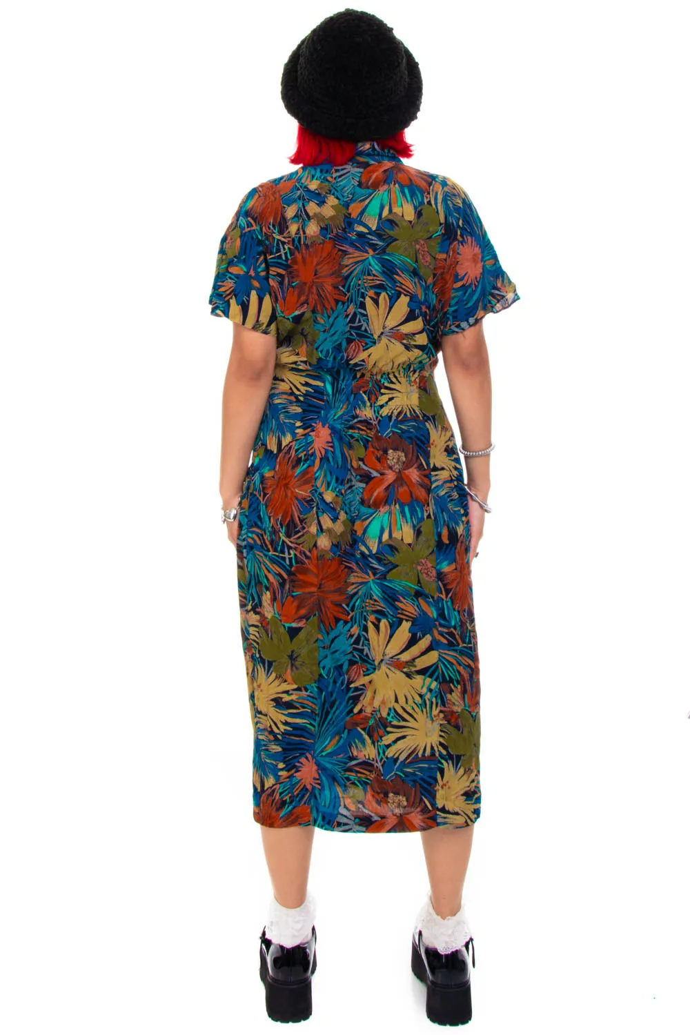 Vintage 90's Nina Floral Short Sleeve Dress - S/M