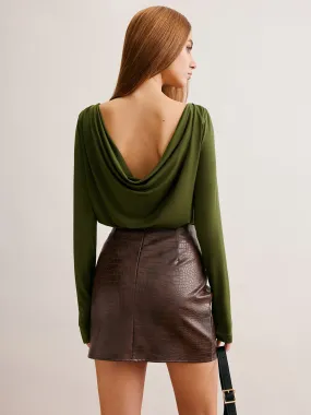 Vintage Backless Pleated T-Shirt