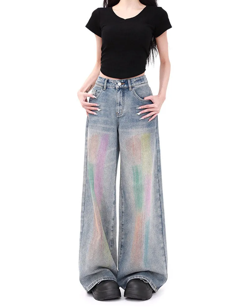 Vintage Style Brush Strokes Jeans