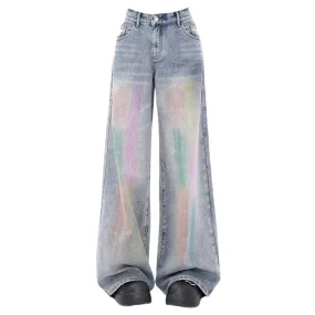 Vintage Style Brush Strokes Jeans