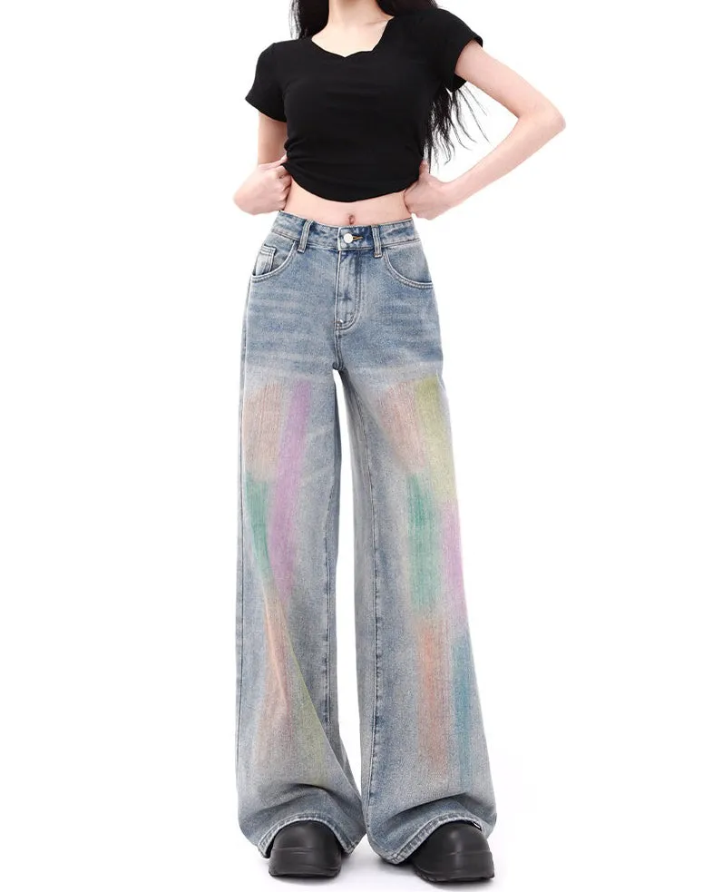 Vintage Style Brush Strokes Jeans