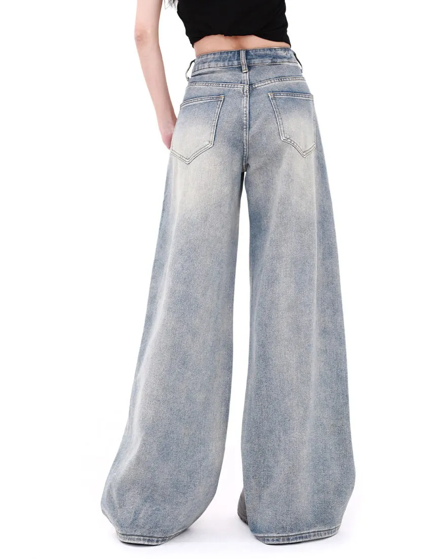 Vintage Style Brush Strokes Jeans